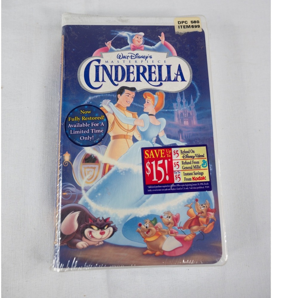 Disney Cinderella VHS Movie New Sealed Masterpiece Collection Vintage kidcore
